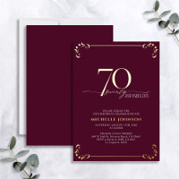 70 & Fabulous Burgundy & Gold Calligraphy Birthday