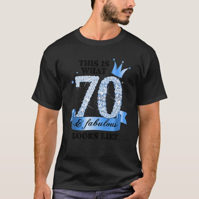 70 & Fabulous I Blue White Party Group Candid Phot T-Shirt (Front)