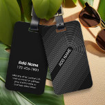 70 Inspired Line Art Shades of Grey and Black Luggage Tag<br><div class="desc">A bohemian curved design with a striped pattern and circular shapes in black and grey colours. A bold yet minimal design with an optional area to add text.</div>