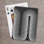 70 Inspired Line Art Shades of Grey and Black Playing Cards<br><div class="desc">A bohemian curved design with a striped pattern and circular shapes in black and grey colours. A bold yet minimal design with an optional area to add text.</div>