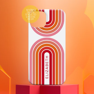 70 Inspired Line Art Sunset Red Orange Pink arch iPhone 15 Pro Case