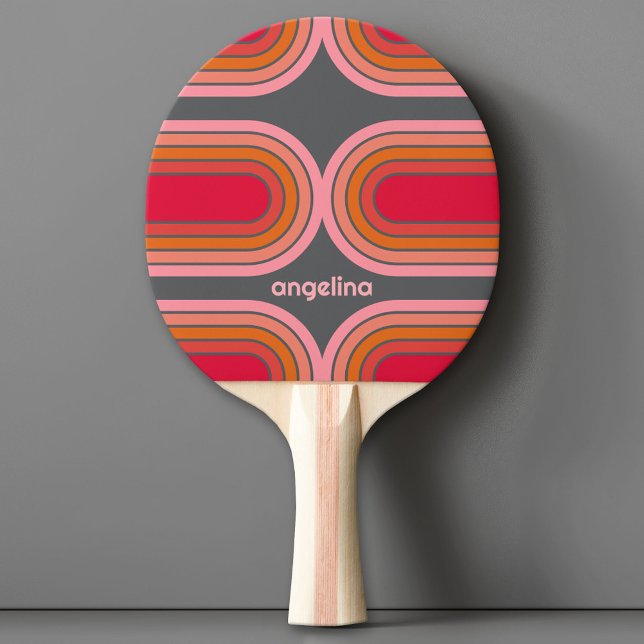 70 Inspired Line Art Sunset Red Orange Pink arch Ping Pong Paddle (Custom Ping Pong Paddle)