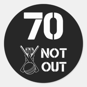 70 Not Out Senior Cricket Legend Milestone Sports Classic Round Sticker