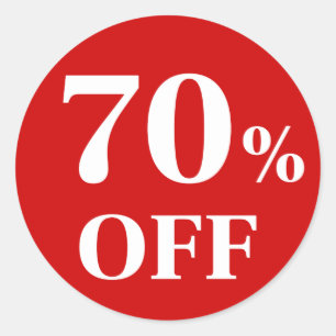 70% OFF Red Background Classic Round Sticker