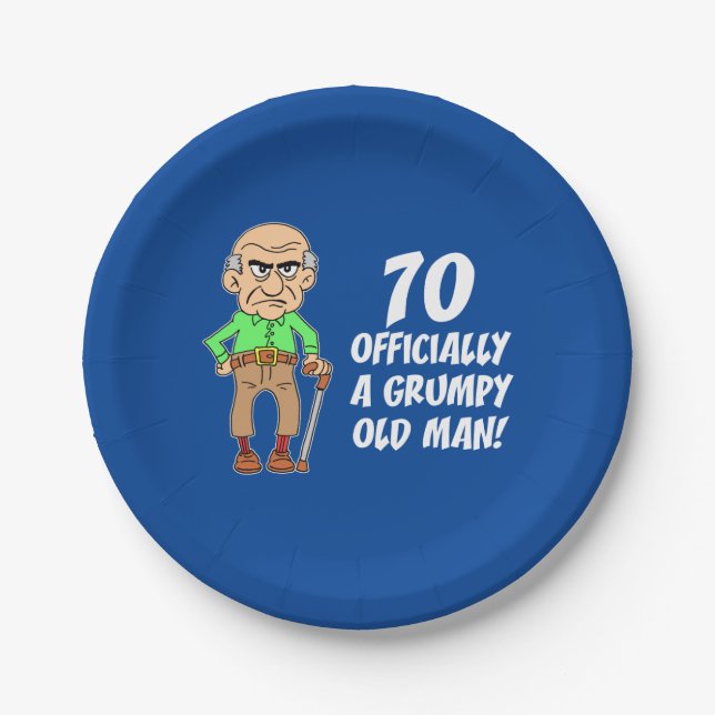 70 Officially A Grumpy Old Man Paper Plate (Front)