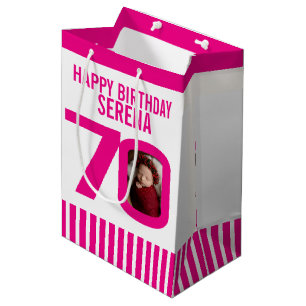 70 photo in the 0 pink white birthday gift bag
