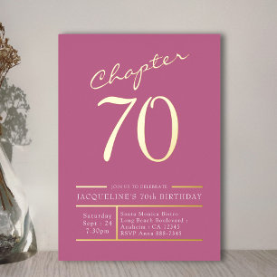 70 Pink 70th Birthday Party Gold