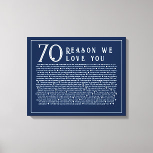 70 raisons pour lesquelles nous vous aimons toile