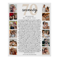 70 Reasons We Love You Birthday Keepsake Gift