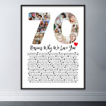 70 Reasons Why We Love You 70th Birthday Collage Poster<br><div class="desc">Celebrate love and create lasting memories with this Reasons Why I Love You Photo Collage. This customizable template allows you to craft a heartfelt and personalized gift that's perfect for various occasions, from wedding anniversaries to birthdays, Valentine's Day, or just because. Reasons Why I Love You - Express your love...</div>