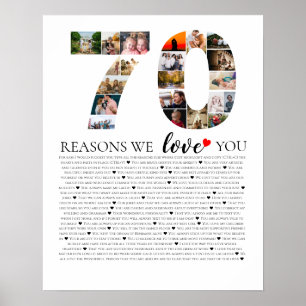 70 reasons why we love you 80th 70th birthday 60th poster