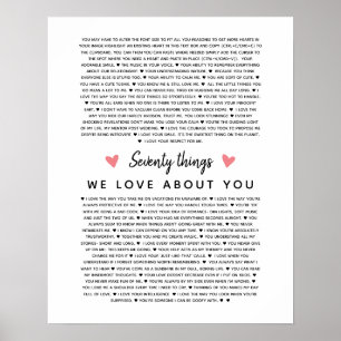 70 reasons why we love you birthday gift for him poster