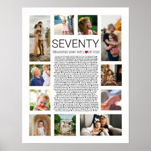 70 reasons why we love you photo collage poster