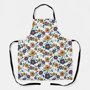 70’s Folk Art Ditzy Retro Daisy in Jewel Tones Apron