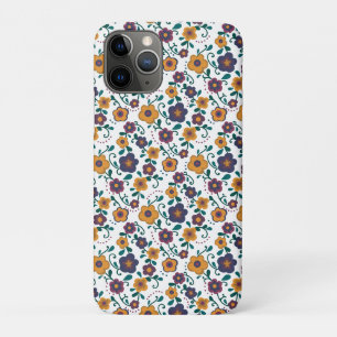 70’s Folk Art Ditzy Retro Daisy in Jewel Tones iPhone 11 Pro Case