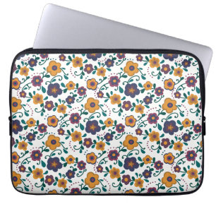 70’s Folk Art Ditzy Retro Daisy in Jewel Tones Laptop Sleeve