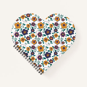 70’s Folk Art Ditzy Retro Daisy in Jewel Tones Notebook