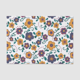 70’s Folk Art Ditzy Retro Daisy in Jewel Tones Tissue Paper