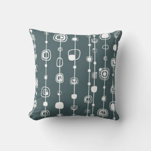 70’s Retro Blue Squares 1950 Couch Throw Pillow