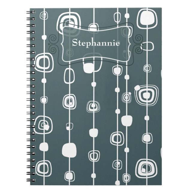 70’s Retro Blue Squares 1950 Spiral Notebook (Front)