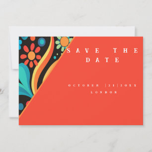 70’s vibrant style save the date