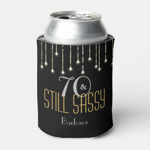 70 Sassy Black Silver Gold String Lights Birthday Can Cooler