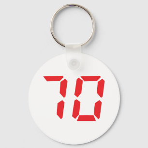 70 seventy red alarm clock digital number keychain
