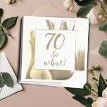 70 So what Golden Tulip Motivational 70th Birthday Napkin<br><div class="desc">70 So what Golden Tulip Motivational 70th Birthday Napkins. 70th birthday party elegant tulip flower napkins with age and motivational text So what on a golden and white abstract tulip background. Great for the birthday party for a person with a sense of humour. You can customize the napkins with your...</div>