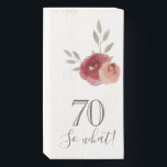 70 So what Watercolor Rose Floral 70th Birthday Wooden Box Sign<br><div class="desc">70 So what Watercolor Red Rose Floral 70th Birthday Wooden Box Sign. Modern and elegant floral 70th birthday wooden box sign with beautiful watercolor roses and twigs. The funny and inspirational text 70 So what is a great gift for a woman who celebrates 70 years and has a sense of...</div>