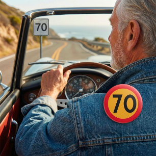 70 Speed Limit Road Traffic Sign 3 Inch Round Button