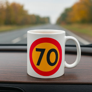70 Speed Limit Road Traffic Sign Coffee Mug