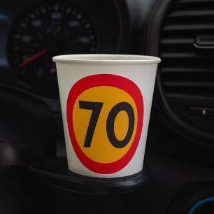 70 Speed Limit Road Traffic Sign Paper Cups