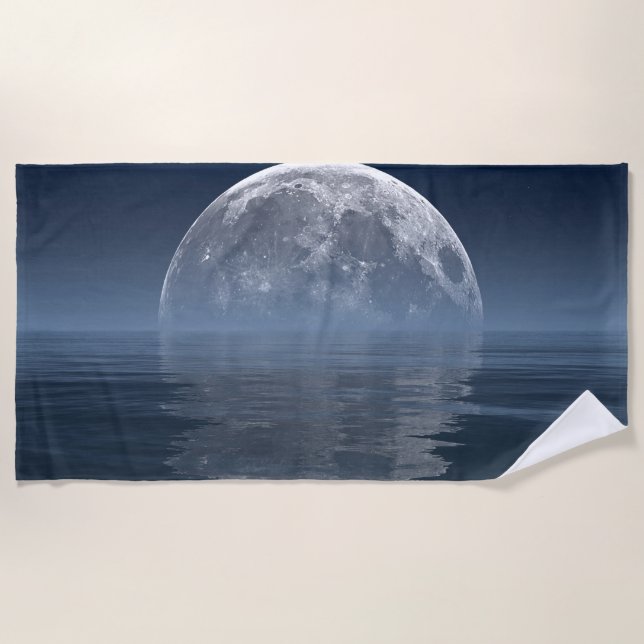 70”x35” beach towel with "Moon Rising" image (Front)