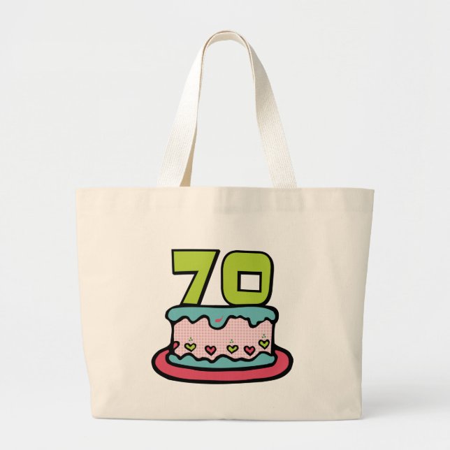 70 Year Old Birthday Cake Large Tote Bag (Front)