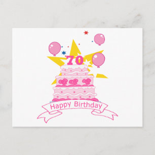 70 Year Old Birthday Cake Postcard