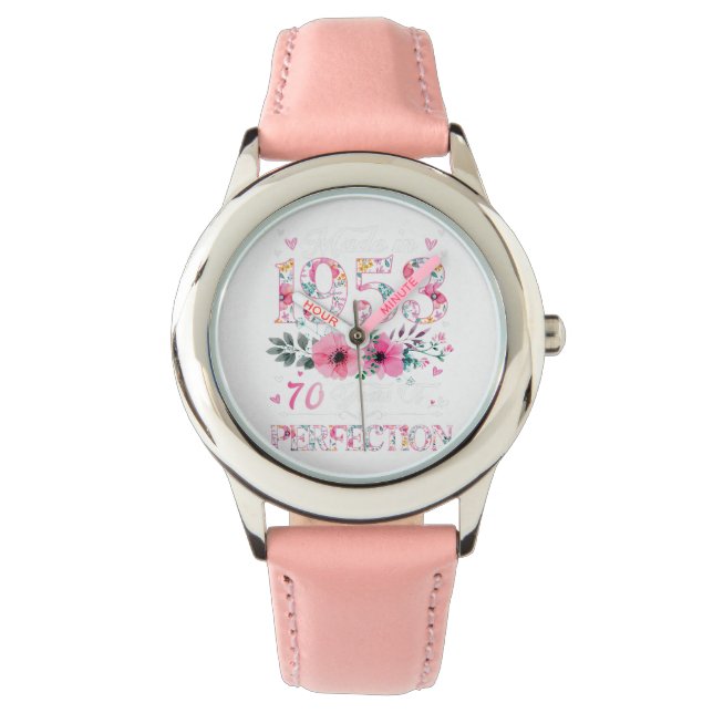 70 Year Old Made In 1953 Floral 70th Birthday Gift Watch (Front)
