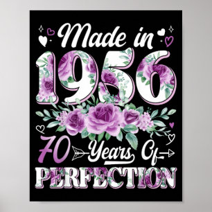 70 Year Old Made in 1956 Floral 70th Birthday Poster