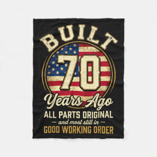 70 Year Old Man Patriotic Usa Flag Dad 70th Birthd Fleece Blanket