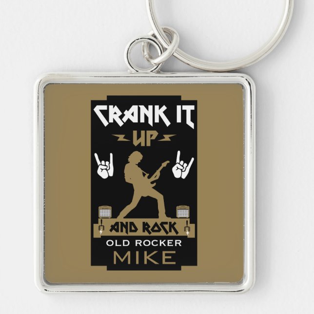 70 Year Old Rockers Birthday Keychain (Front)