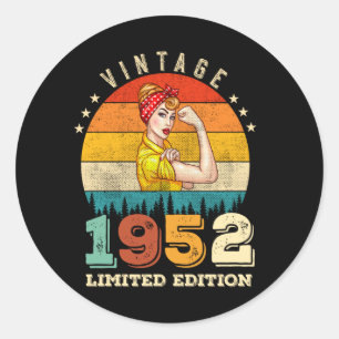 70 Year Old Women Bday 1952 Vintage 70th Birthday Classic Round Sticker