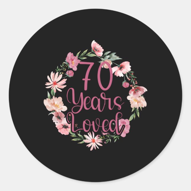 70 Years Loved 70Th Bday Py Grandma Classic Round Sticker (Front)