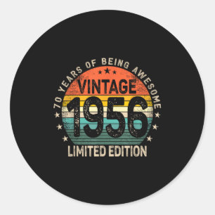 70 Years Old 1956 Vintage 70th Birthday Men Women  Classic Round Sticker