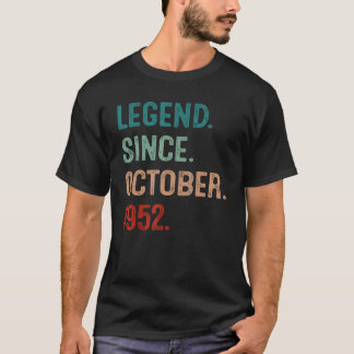 70 Years Old 70th Bday Men Legend Since October 1 T-Shirt