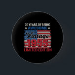70 Years Old Gifts 70th Birthday American Flag Vin 2 Inch Round Button<br><div class="desc">70 Years Old Gifts 70th Birthday American Flag Vintage 1955</div>