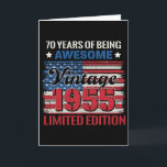 70 Years Old Gifts 70th Birthday American Flag Vin Card<br><div class="desc">70 Years Old Gifts 70th Birthday American Flag Vintage 1955</div>