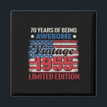 70 Years Old Gifts 70th Birthday American Flag Vin Magnet<br><div class="desc">70 Years Old Gifts 70th Birthday American Flag Vintage 1955</div>