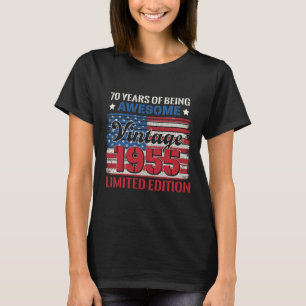 70 Years Old Gifts 70th Birthday American Flag Vin T-Shirt