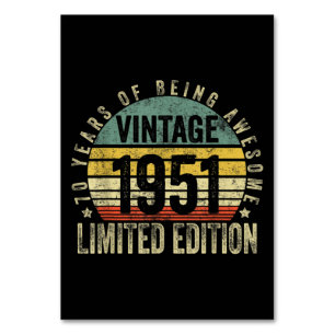 70 Years Old Gifts Vintage 1951 Birthday Table Number