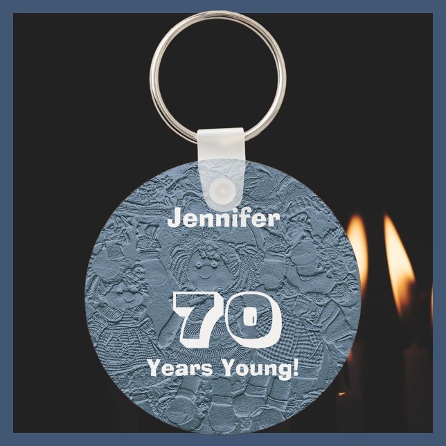 70 Years Young Blue Dolls Keychain (Key Chain) (Creator Uploaded)