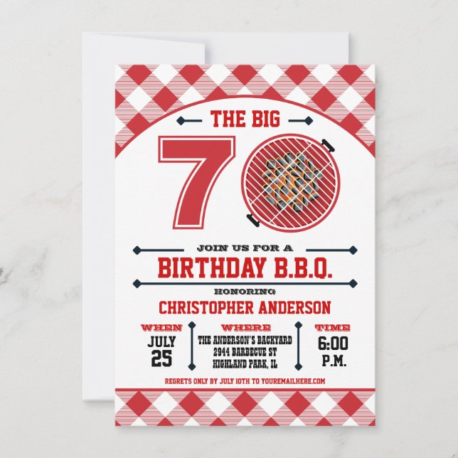70e anniversaire Barbecue Invitation (Devant)